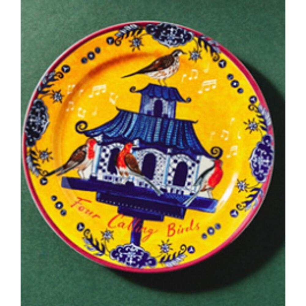 Emily Maude Twelve Days of Christmas Dessert Plate Four Calling Birds Day 4